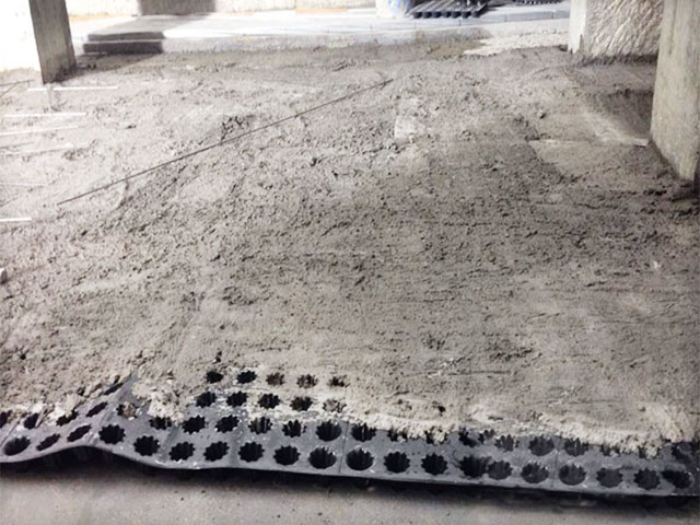 地下室排水板施工現場(chǎng)